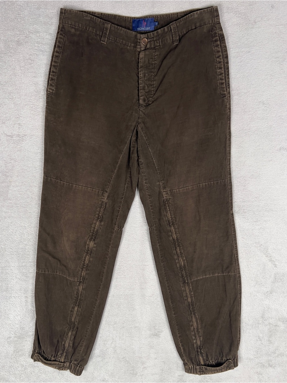 Vintage Moncler Corduroy Trousers Men 50 (32x30) Brown Zip Leg Button Fly Italy